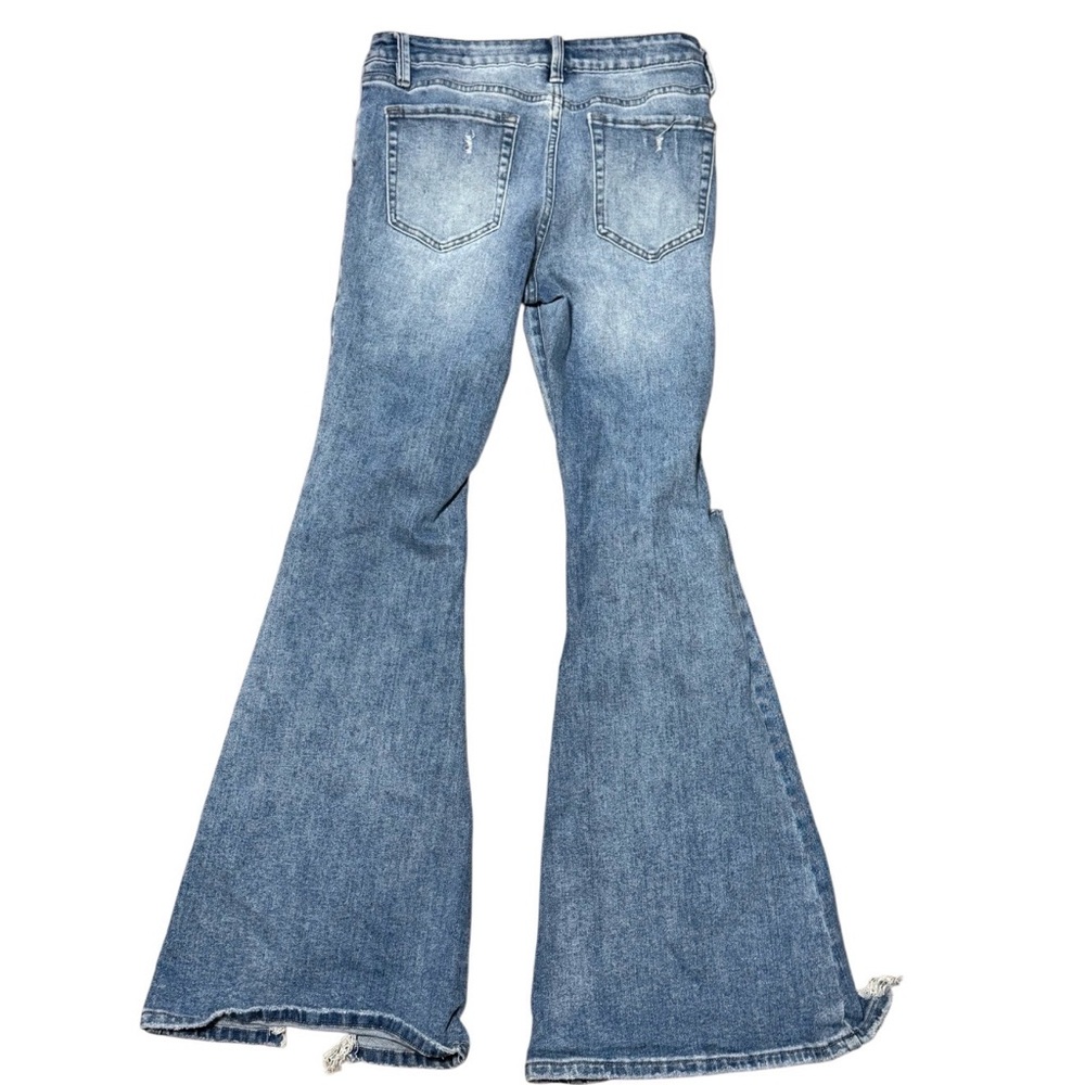 Forever 21 Flare Leg Jeans Size 30 Distressed Bell Bottom Denim Light Wash Boho - Picture 2 of 2